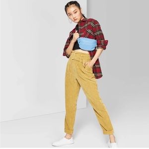 Wild Fable High Rise Belted Corduroy Paperbag pants ~NWOT~ Color is mustard!